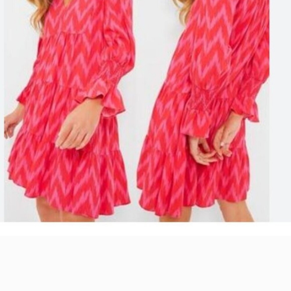 Pomeder Place Vibrant Pink and Red Long Bell Sleeve Sundress